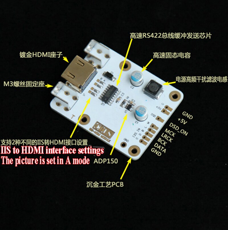 Carte de conversion technique I2S IIS vers HDMI, prise en charge DSD PCM HIFI Audio, bricolage