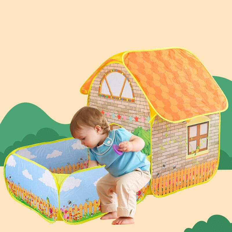 Kids Children Tent House with Courtyard Garden Crawling Folding Tent House Boys Girls Play Tent Ball Pool