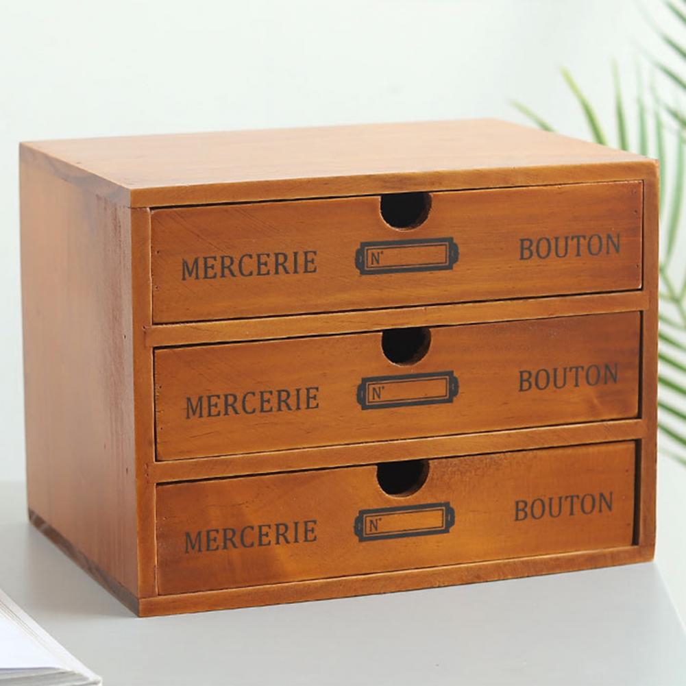 Retro Multi-layer storage box Wooden Storage Drawer Desktop Cosmetics Box Jewelry Organizer Drawer Box Cosmetics Storage Box