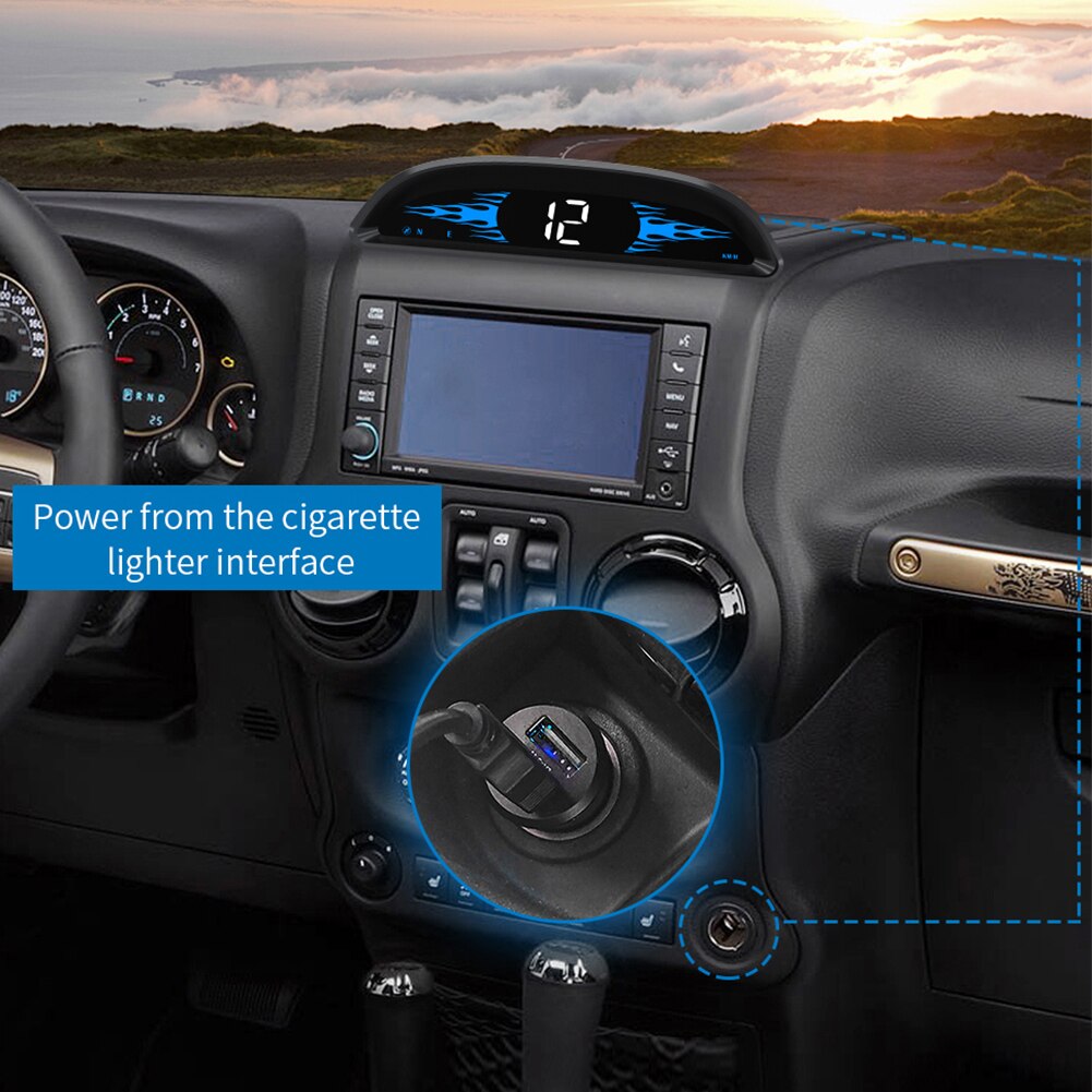 Auto Hud Automotive Head-Up Display Auto Outdoor Off-Road Gps Snelheid Gids Richting Head-Up Apparaat tijd Hd Display
