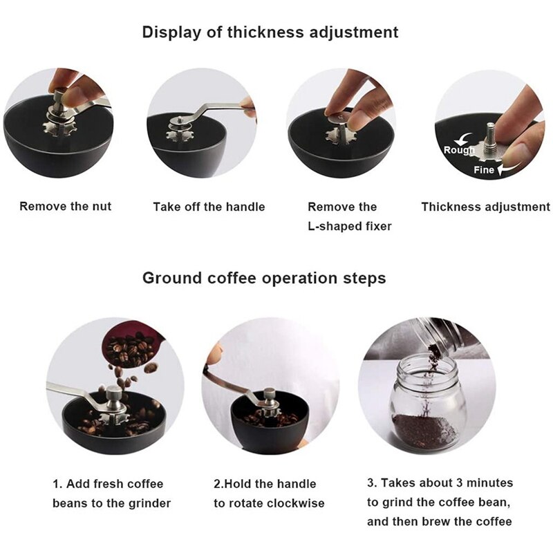 Handkoffiemolen Met Verstelbare Keramische Braam, hand Koffiemolen Met Glas Seal Pot En 2 In 1 Koffie Lepel Borstel