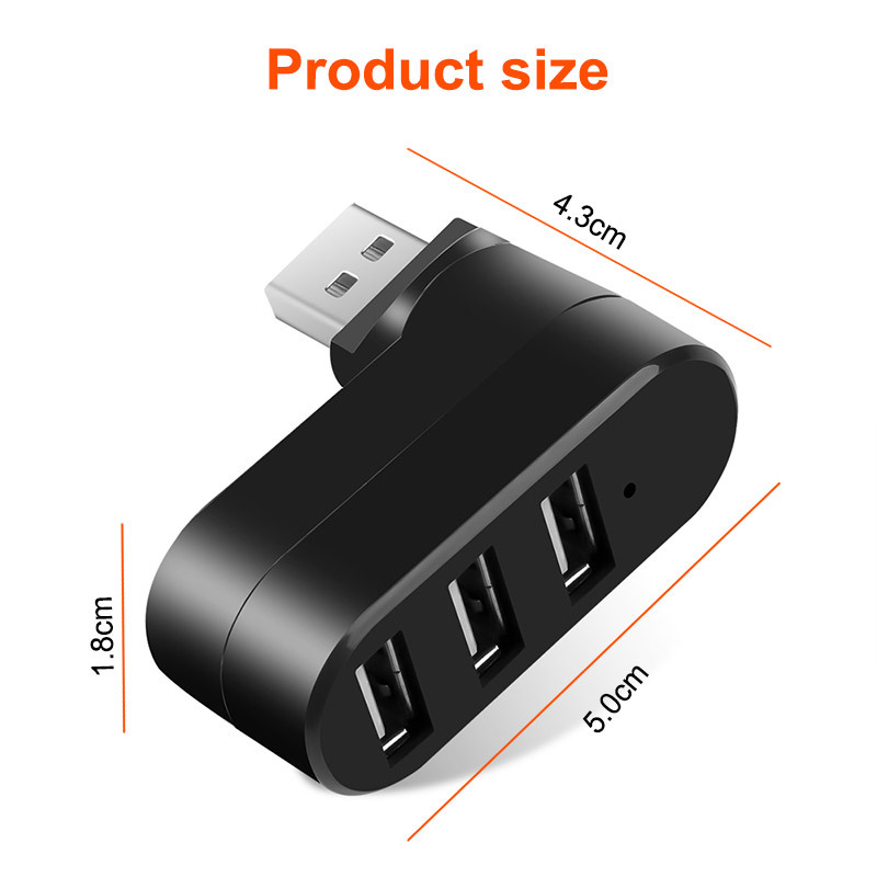 HUB USB 2.0 OULLX 180 ° Przedłużacz adaptera obrotowego Mini rozdzielacz 1 do 3 portów Szybkie USB 2.0 do komputera PC Laptop