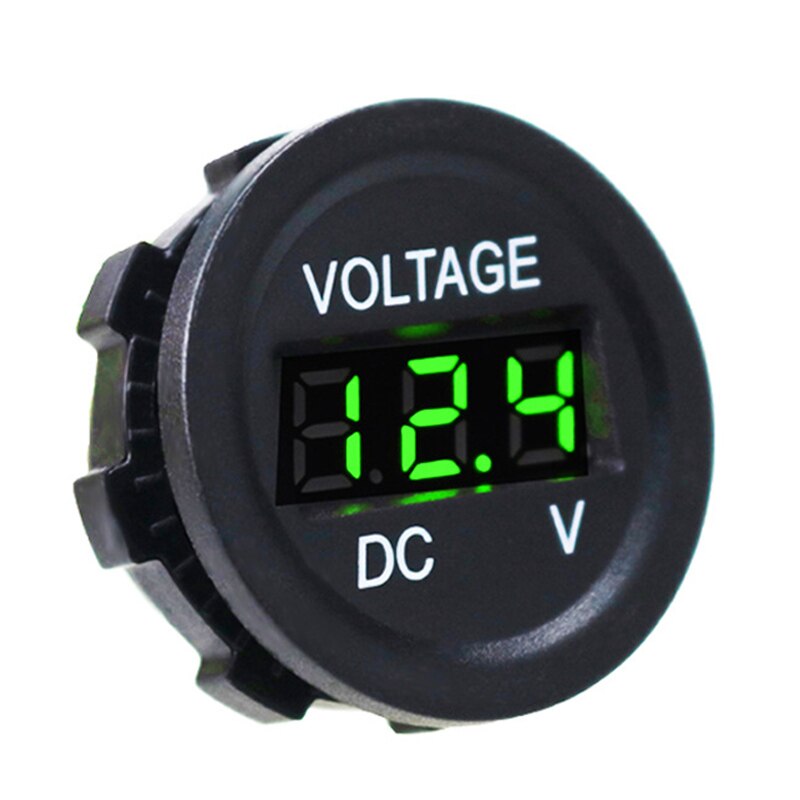 Rotondo Impermeabile auto Moto Pannello portato digitale Schermo del Misuratore di Tensione Voltmetro del tester di Tensione del tester del tenere sotto controllo Schermo DC6V-30V: verde