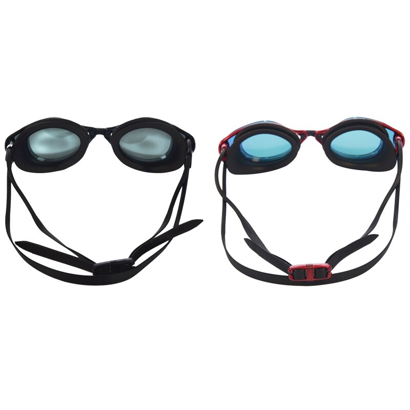 2 Pcs Copozz Plating Mirrored Zwemmen Waterdichte Bril Voor Volwassenen Sport Anti Uv Fog Bescherming Zwembril, black & Red