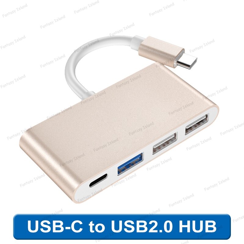 Type-C Docking Station Hub2.0 Hub Laptop Usb Uitbreiding Hub Met Pd Opladen Usb Hub: Golden