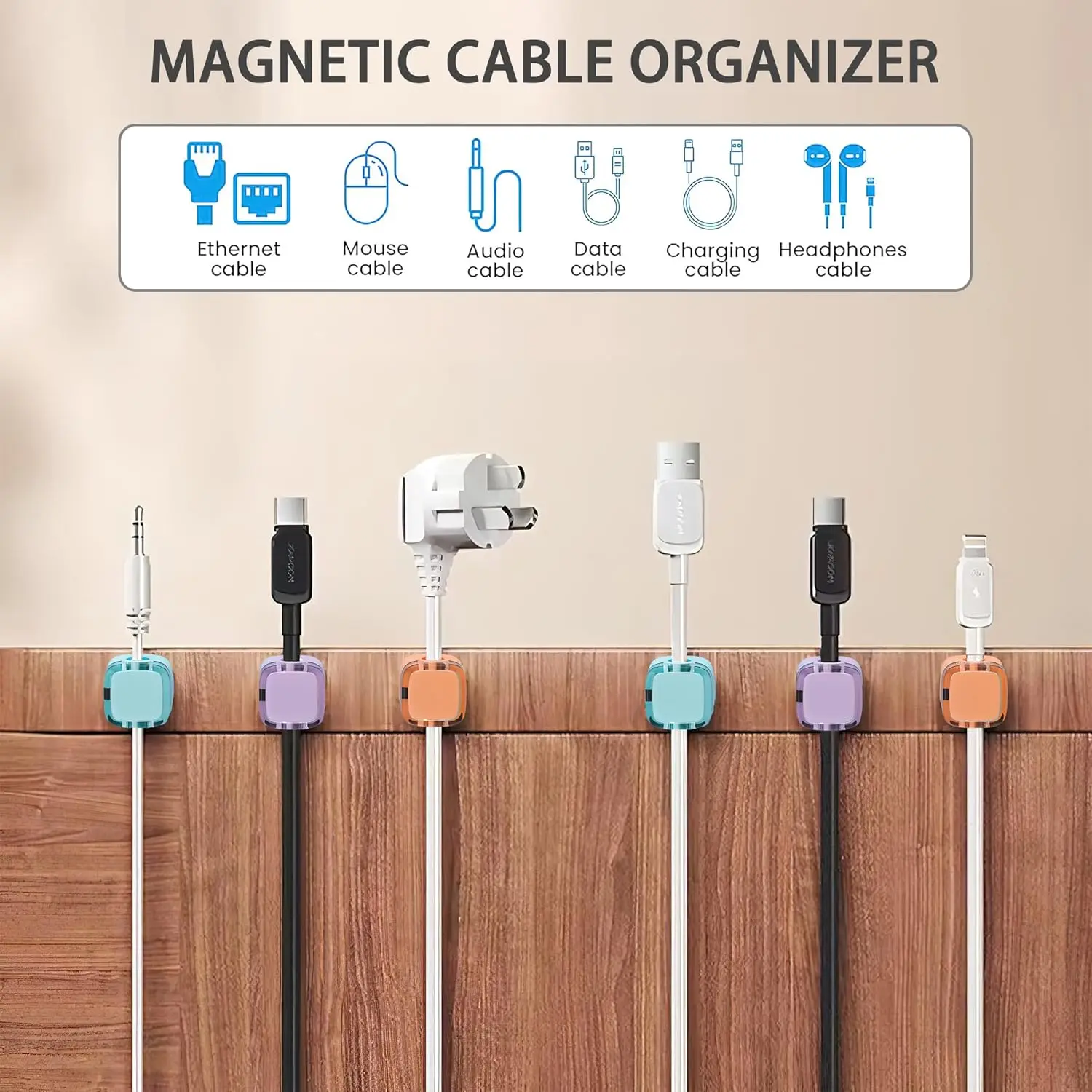 1/3/6PCS Magnetische Kabel Organizer Kabel Clips Einstellbare Kabel Halter Unter Schreibtisch Kabel Management Draht Keeper Organizer Halter
