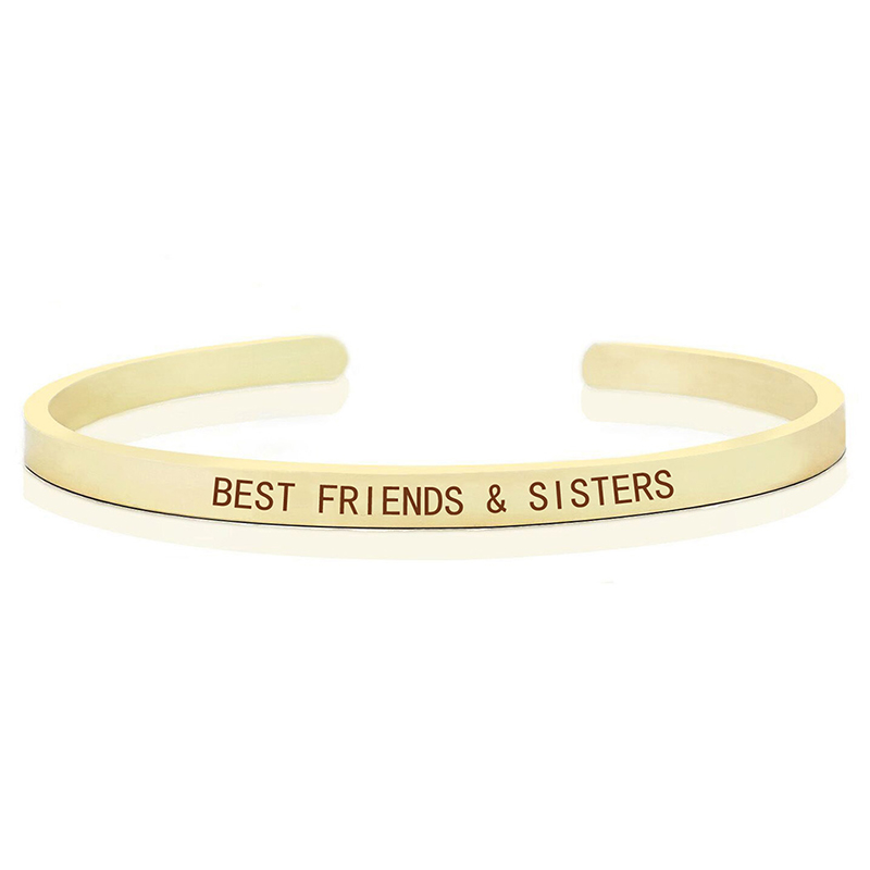 Beste Freund & Schwestern Armbinde Gold Farbe Gravierte Manschette Armbinde Armreif Kleine Schwester Große Schwester Schmuck Geburtstag: Beste Freund Schwestern