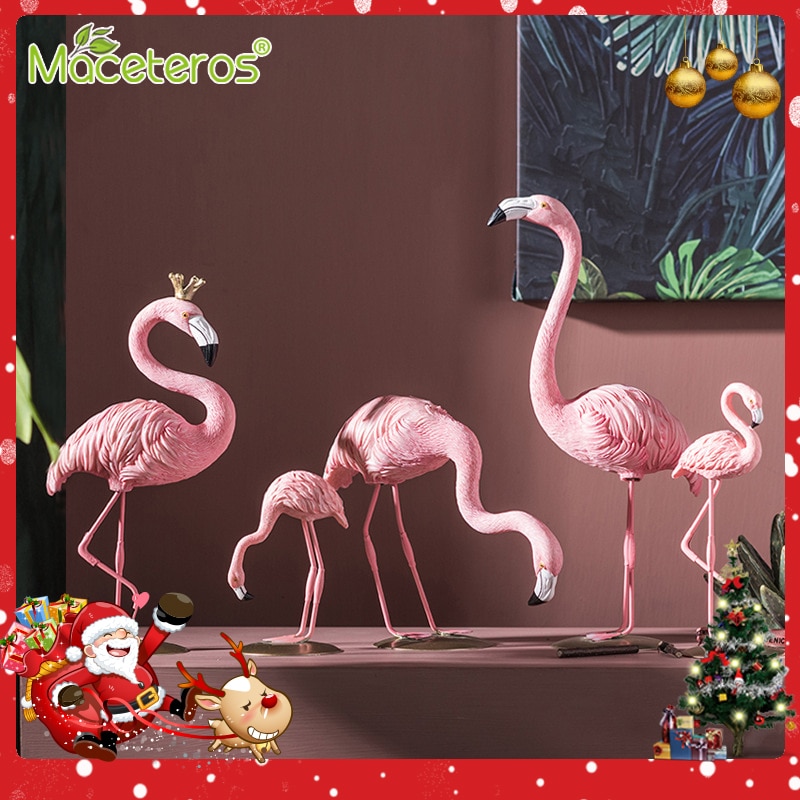 Nordisk lyserød flamingo skulptur dekoration syntetisk harpiks håndværk dekoration dekoration havearbejde stue dekoration forsyninger