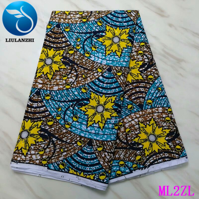LIULANZHI tejido Ankara encerado poliéster estampado africano tela 6 yardas/pieza nueva cera de poliéster con piedras ML2ZL36: ML2ZL47