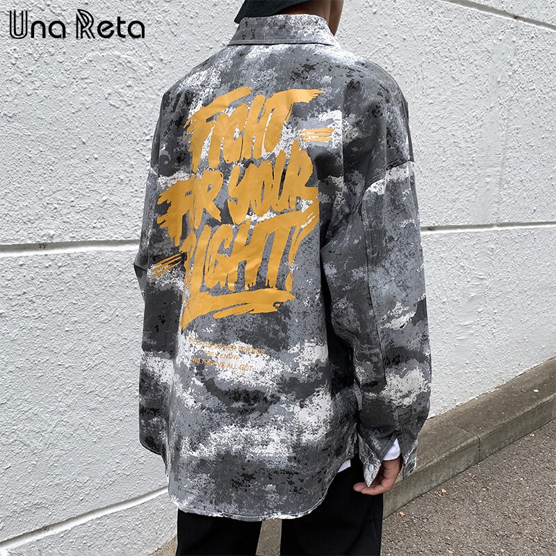Una Reta Camouflage Men Shirts Spring Autumn Streetwear Men Clothing Long Sleeve Plus Size Casual Loose Shirts For Men