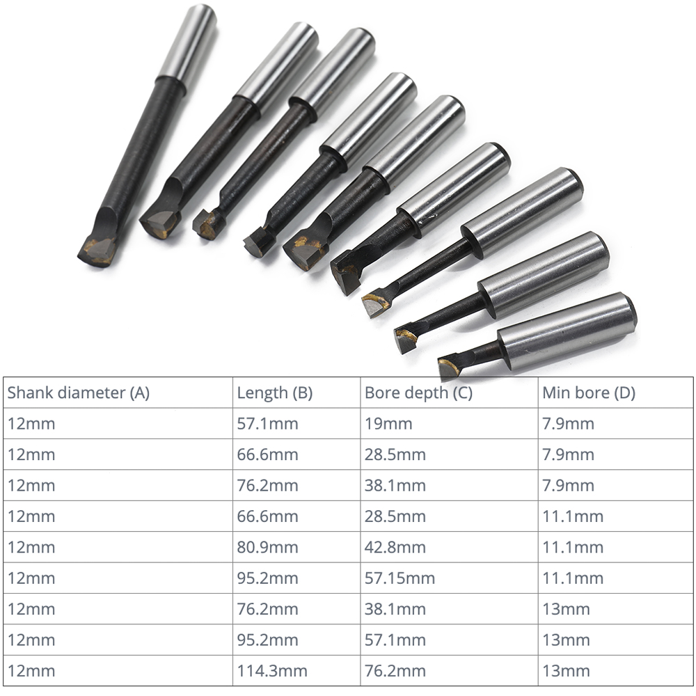 Meterk 9PCS 12mm Shank Boring Bar Set Hard Alloy Carbide Tipped Bars Boring Lathe Hole Milling Machine Tool Accessories