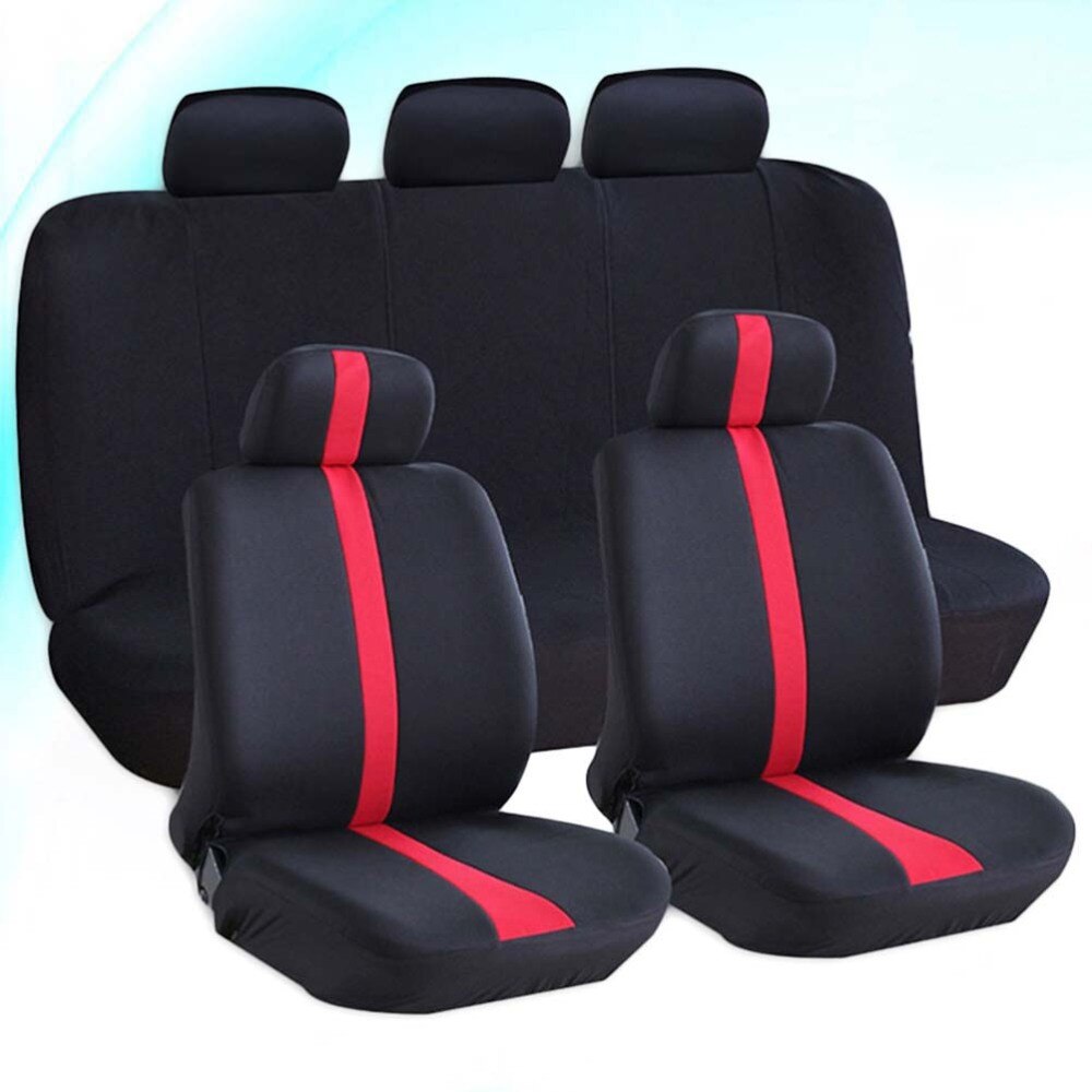 9 unids/set cubierta Universal de asiento de coche cubiertas de asiento completo Interior de coche decoración (rojo)