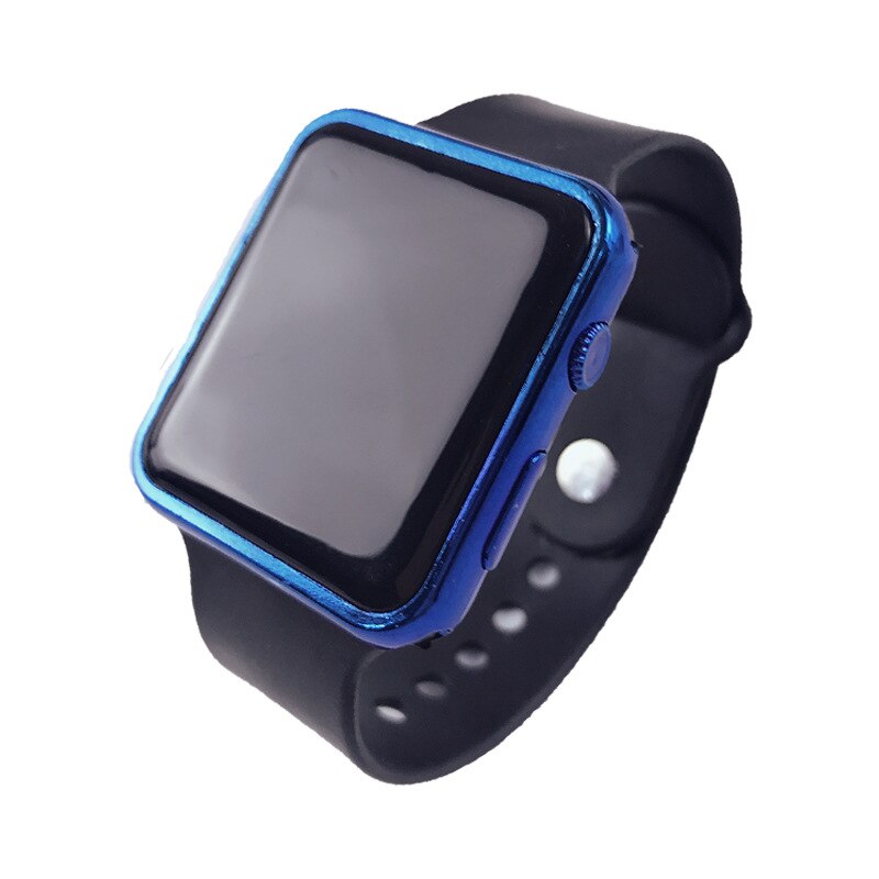 Studenten kijken naar mannen, led digitale horloges, vrouwen, elektronisch horloge, studenten, sporthorloges, siliconen, vierkant horloge, kinderhorloge, klok: Zwartblauw