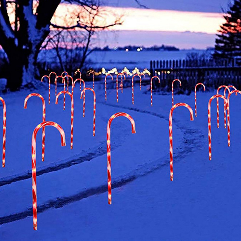 Snoep kerstboom decoratie verlichting zuurstok zonne-energie lamp batterij / usb aangedreven buiten tuin bruiloft feest decoratie