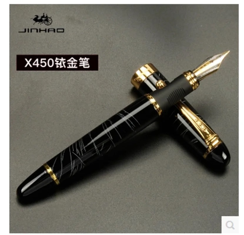 IRAURITA Fountain Pen Jinhao 450 Metal Ink Pens Caneta Tinteiro Pluma Fuente Office Black