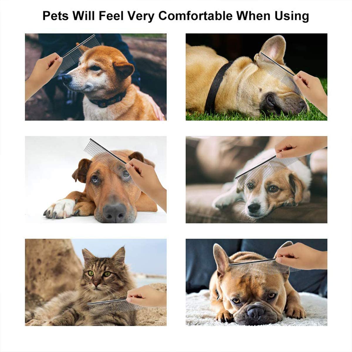 Pet Comb, Dog and Cat Long Hair Comb, Stainless Steel Combing