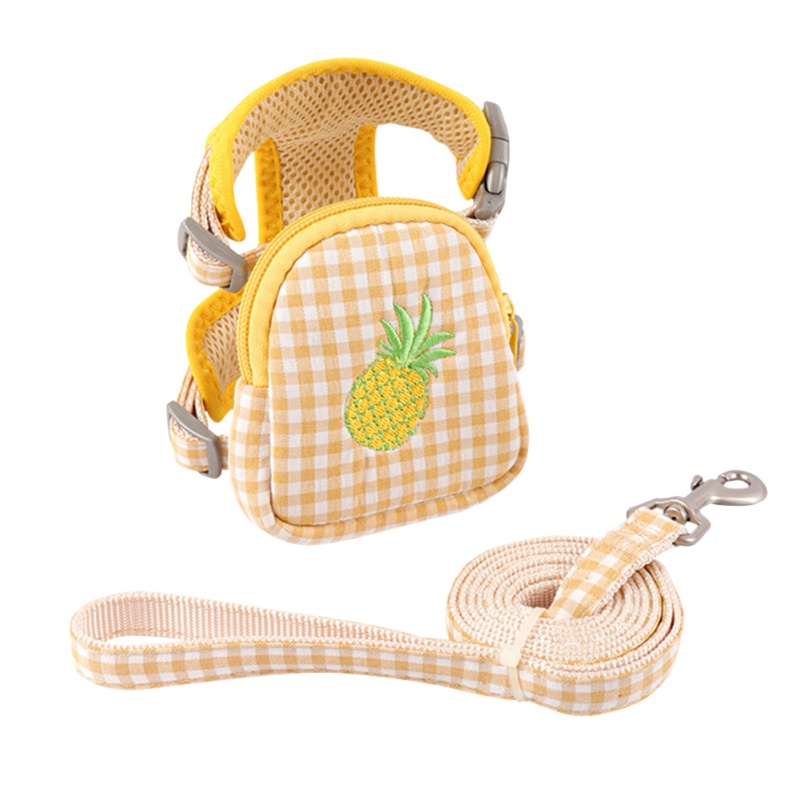 Huisdier Harnas Vest Rugzak Leash Voor Kleine Honden Ademend Leuke Furit Print Hond Snack Tas Hond Wandelen Rugzak Borstband: Y / M