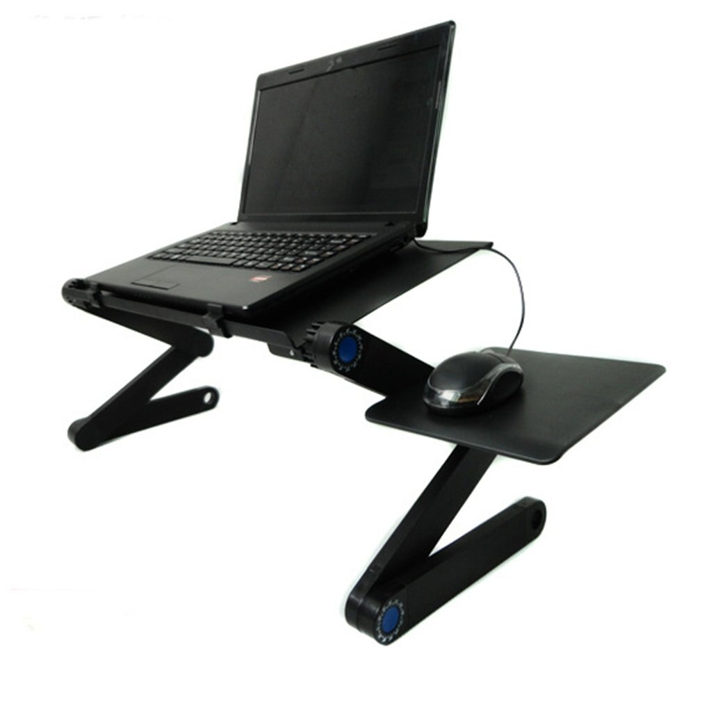 Adjustable Aluminum Laptop Desk Table Ergonomic TV Bed Lapdesk Tray PC Notebook Table Desk Stand With Cooling Fan Mouse Pad: TYP 2