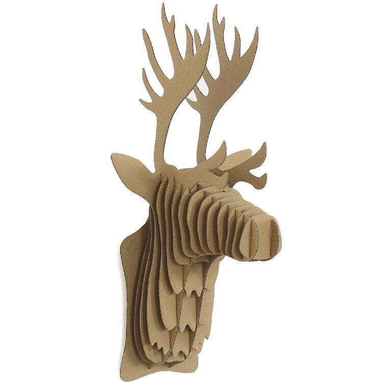 Corrugated paper wall hanging Animal Puzzle wall decoration retro wall Pendant arts and crafts diy kits for kids: Reindeer
