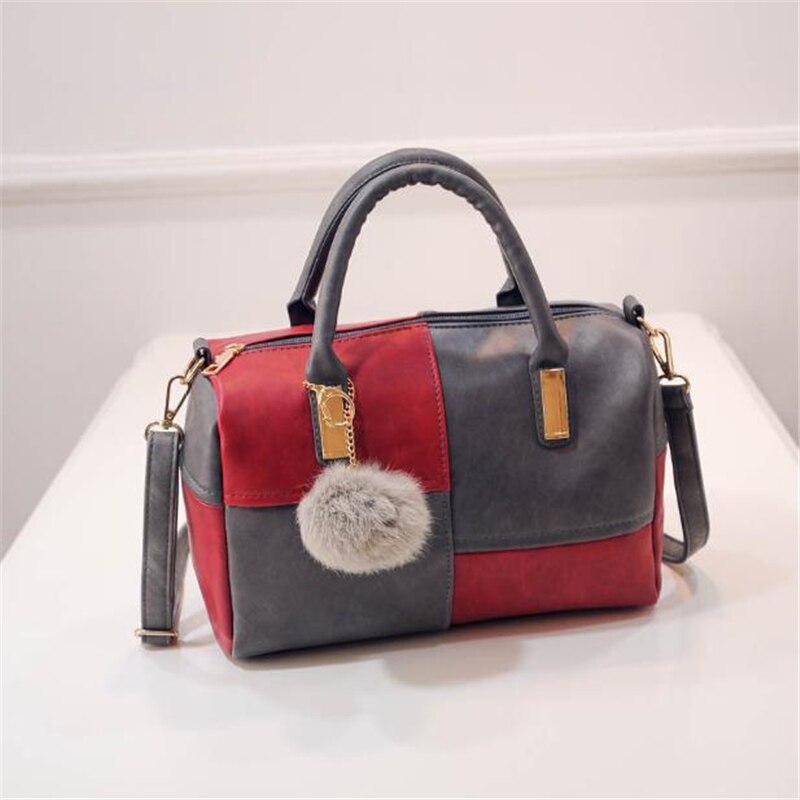 Boston Patchwork PU cuero mujer bolso bandolera bolso de mano corta