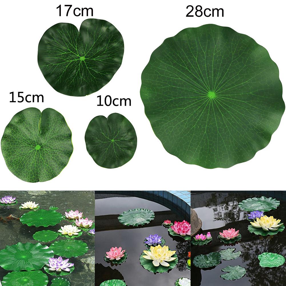 2pcs 10-28cm artificial PE foam lotus leaf water lily floating pool plant aquarium fish pond decoration home garden decoration