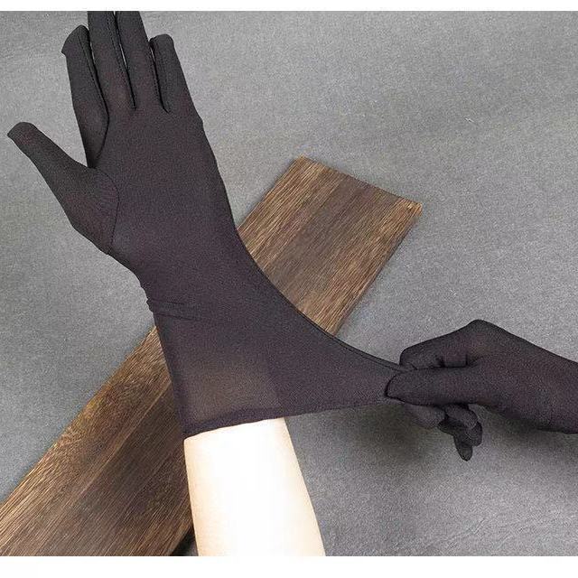 Gants d&#39;étiquette pour femmes, mi-longs, fins, élastiques, brodés, protection solaire, accessoires de conduite de voiture, été