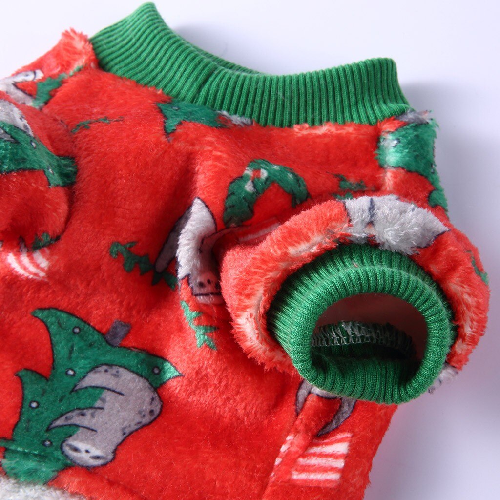 Bonito sloth natal desenhos animados imprimir vermelho cachorro macacão macio quente coral velo roupas para cães de estimação filhote de cachorro inverno vestuário 208
