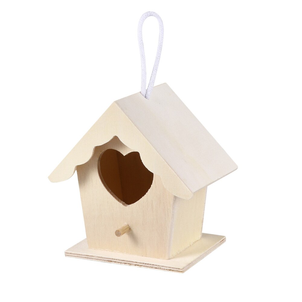 1pc Bird Nest Wooden Bird Nest Hanging Birds Living Place House Shape Bird Nest Wooden Hanging Bird Nest