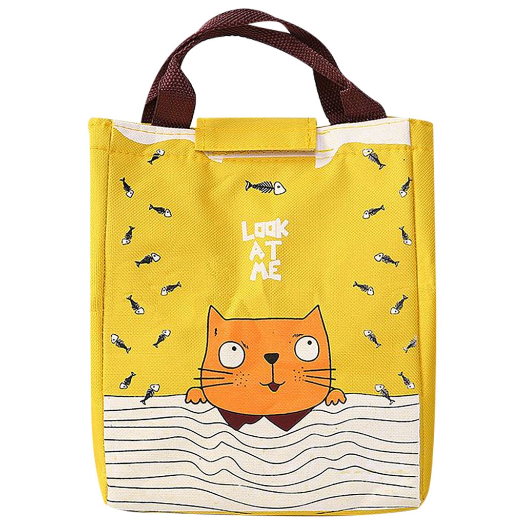 Tragbare Mittagessen Tasche Niedlichen Karikatur Tote Picknick Isolierte Kühler Lebensmittel Taschen Reißverschluss Organizer Mittagessen Kasten Frauen Mädchen Schule Lebensmittel Taschen