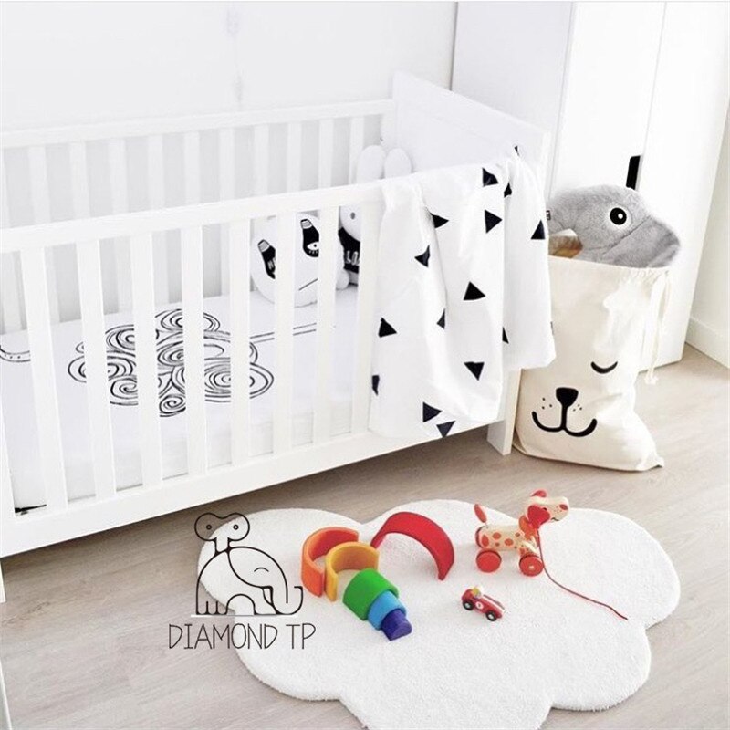100 x 65cm moln bomull baby matta barn lek matta nordisk dekor matta baby rum krypmatta mattor för barnrum tejp