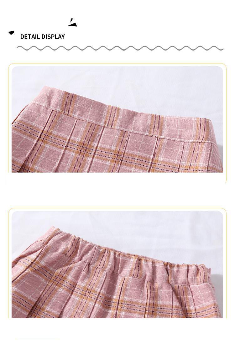 Toddler Girl Skirt Summer Girls Pleated Skirt Casual Kids Girl High Waist Plaid Skirts For School Uniform Students Clothing