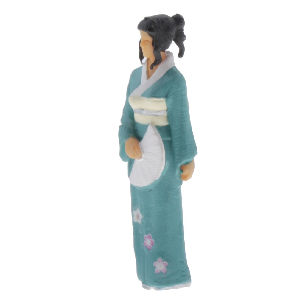 1/64 Japanese Women Mini Figure PVC People Model Sand Table Group DIY Decor: Green