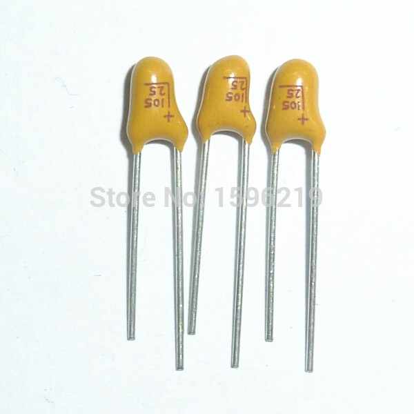 Capacitor de Tántalo de 20 piezas, 1uF, 25V, completamente , 25V1uF, DIP Radial