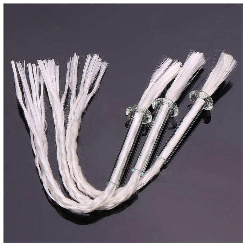 3 stuks glazen buis olielamp lonthouder adapter met 4.7 inch ronde katoenen lont wit