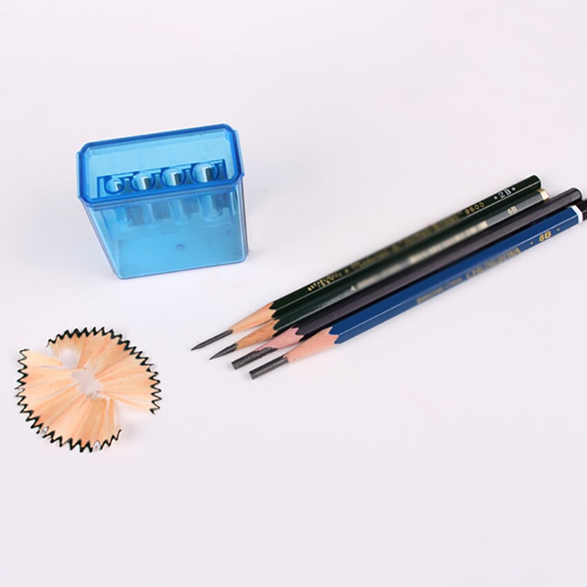 Sacapuntas multifuncional de 4 agujeros para dibujo artístico, sacapuntas Manual con núcleo de plomo largo para dibujo artístico, suministros de dibujo