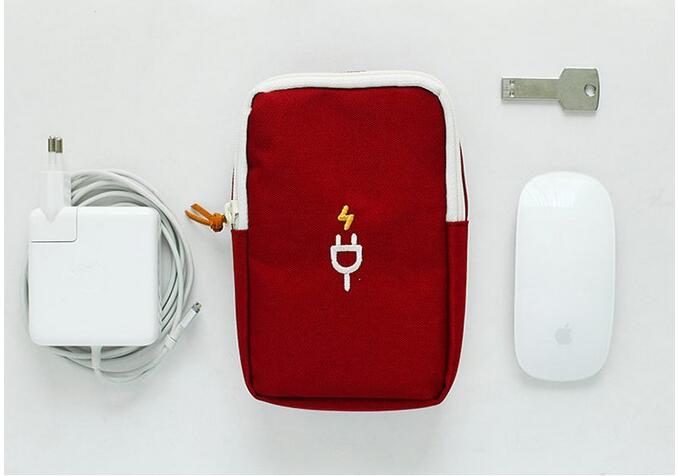 USB câble écouteur chargeur boîte sac Portable dispositif numérique organisateur voyage téléphone casque câble numérique sacs de rangement: Rouge