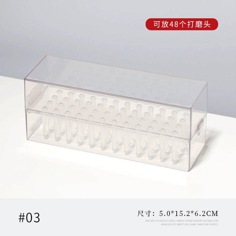 Transparent 48holes Nail Drill Bits Storage Box Empty Clear Box Nail Drill Display Stand Manicure Accessoy Tools: PURPLE