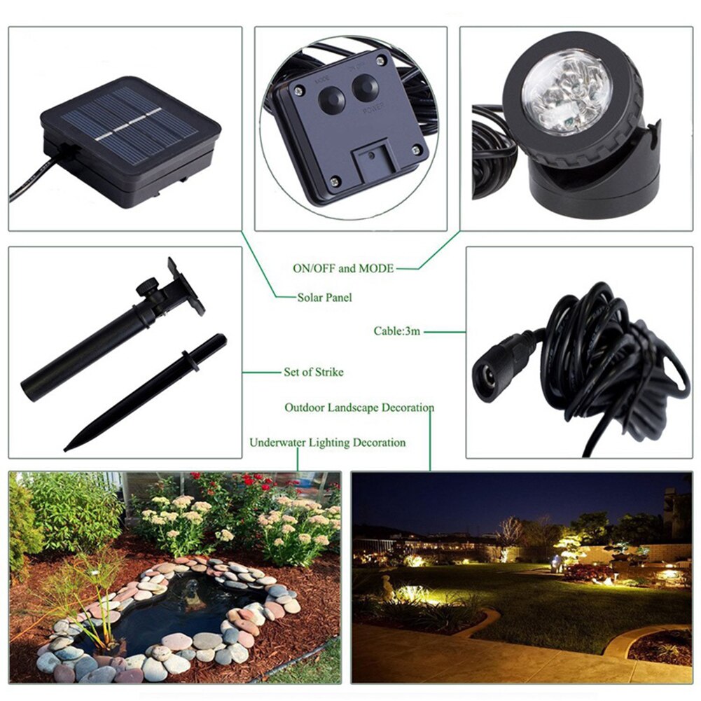 Pond Lights Solar Garden Spot Lamp Light UV Pool Outdoor Waterproof