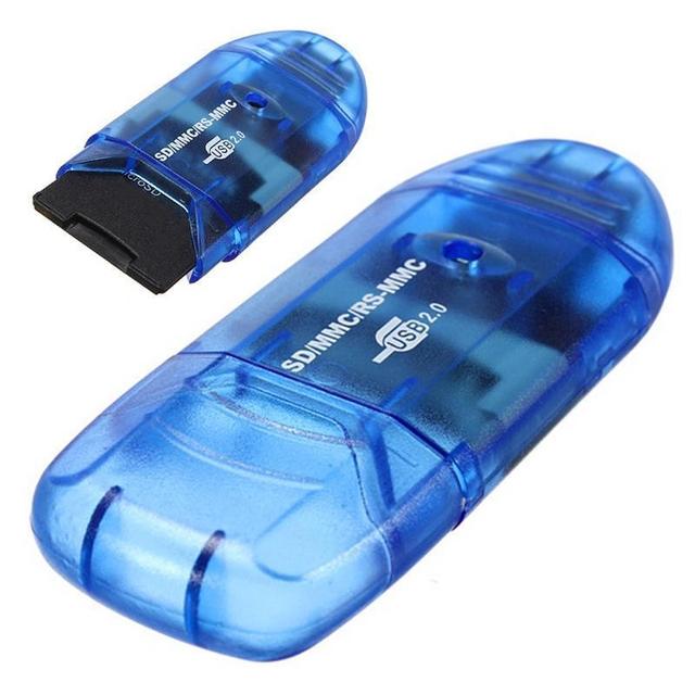 Portable Card Readers High Speed Mini Micro SD T-Flash card reader USB 2.0 Memory Card Reader Adapter for Windows /XP/Mac OS: Blue