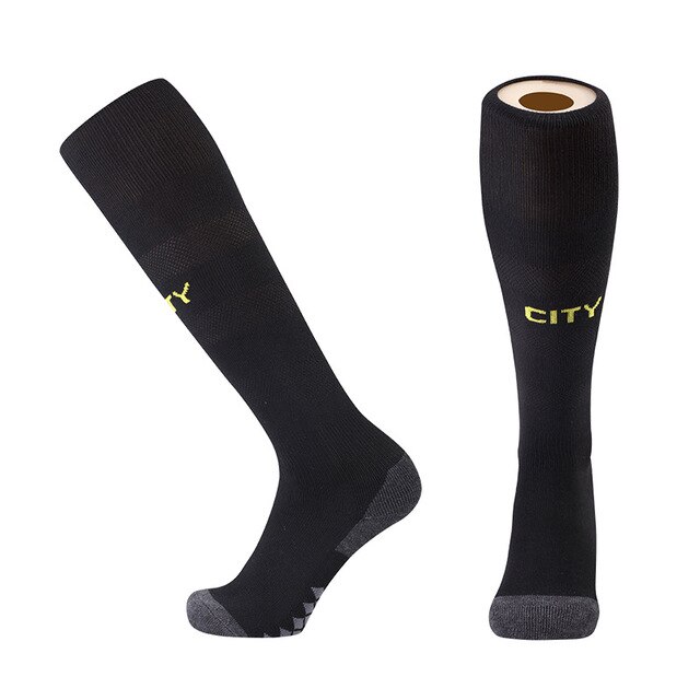 Men Sports Soccer Socks Football Club Sock Knee-High Breathable High Elastic Adult Kids Long Stocking Socks Boy: city black / for Kids