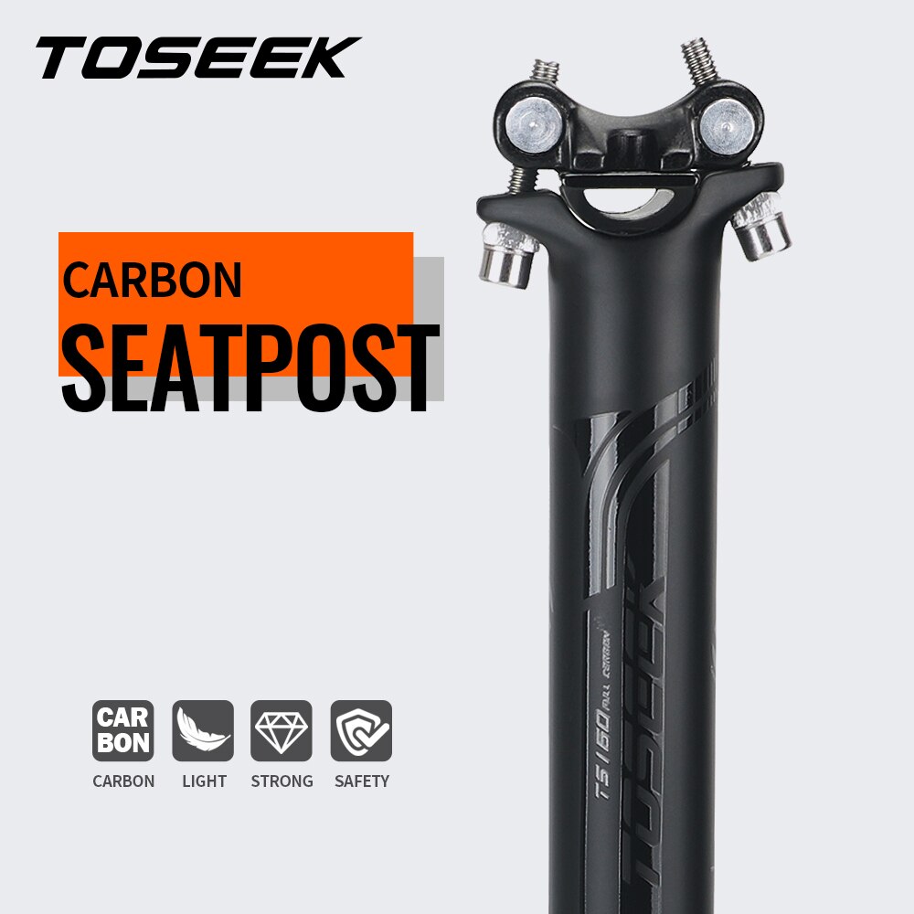 TOSEEK-tija de sillín de carbono para bicicleta, poste de asiento de bicicleta de montaña o carretera, color negro mate de 27,2/30,8/31,6mm, longitud de 0mm, piezas de bicicleta de 400mm