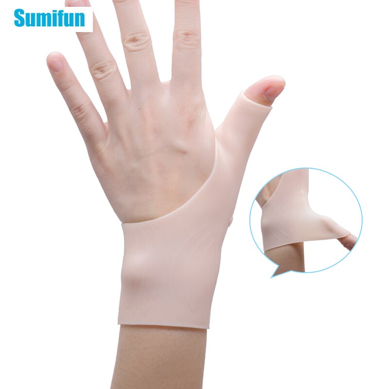 Sumifun 2Pcs Silicone Hand Protection Orthopedic Straightener Thumb Hand Wrist Tenosynovitis Care