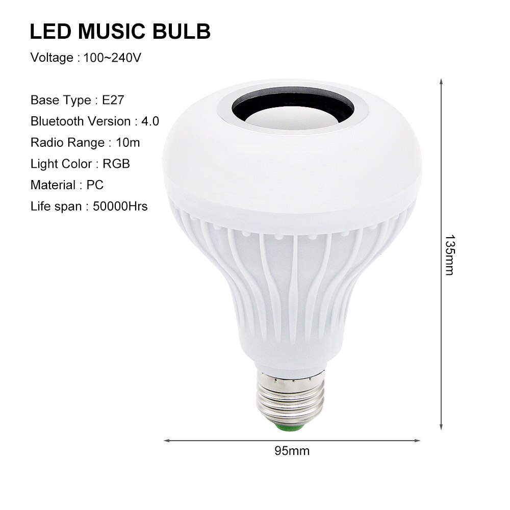 Led E27 Lamp Smart RGB Lamp Bluetooth Speaker Led Gloeilamp 12W Huis LED E27 Lampen Muziek Dimbare draadloze Led Lamp