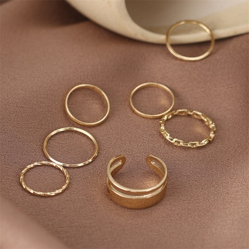 IFMIA Schmuck Ringe einstellen Metall Legierung Hohl Runde Öffnung Frauen Finger Ring Für Mädchen Dame Party Hochzeit