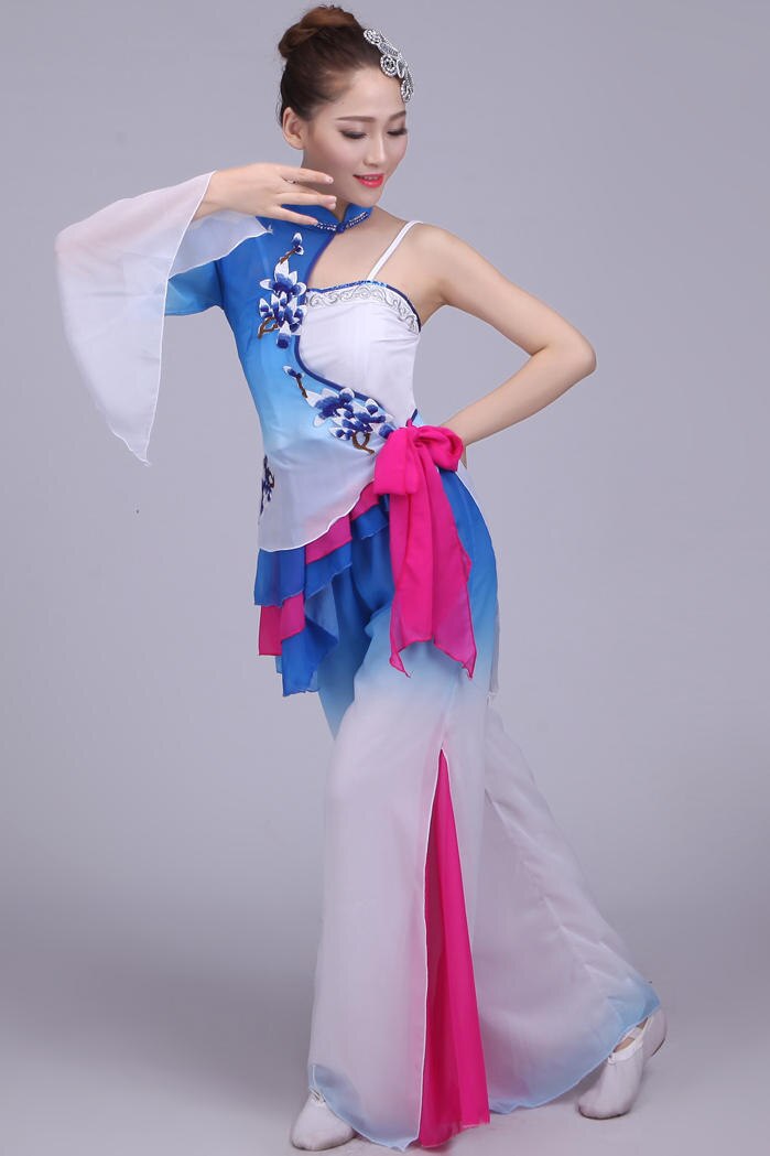 Robe de tambour chinoise pour femmes, Costume de danse classique, dégradé de couleur, vêtements de Performance sur scène TB7571: XXL