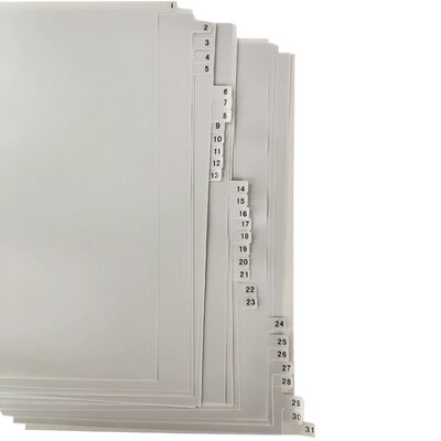 A4 plastic Page index paper Solid color 11-hole file classification label 31pieces