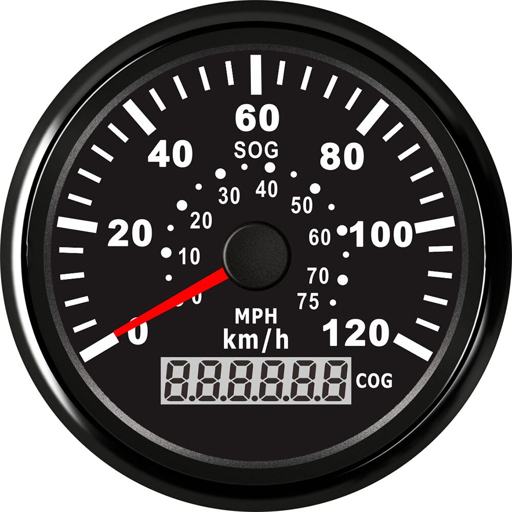 85mm Car Motor GPS Speedometer Waterproof Digital speed meter COG SOG Gauge 120 Km/h 75MPH instrument panel motorcycle: Black 120KL