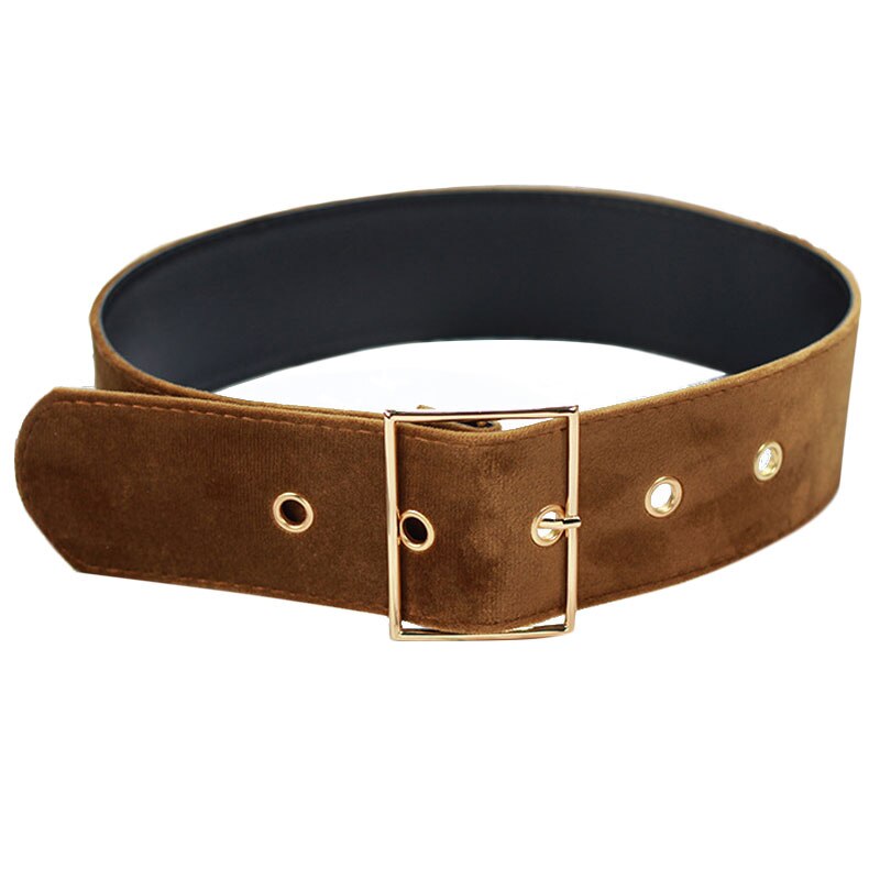 1 Pc Retro Lange Fluwelen Riem Ronde Vierkante Metalen Pin Gesp Decoratieve Casual Brede Tailleband Mode Vrouwelijke Jurk Jas Trui riem: Sky Blue