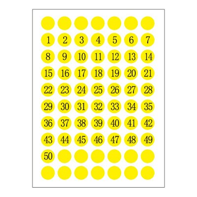 12 teile/los Nummeriert Aufkleber 1-50 Sequentielle Kleine 1cm Runde Kreis Anzahl Label Aufeinander Folgenden Für Party: Yellow