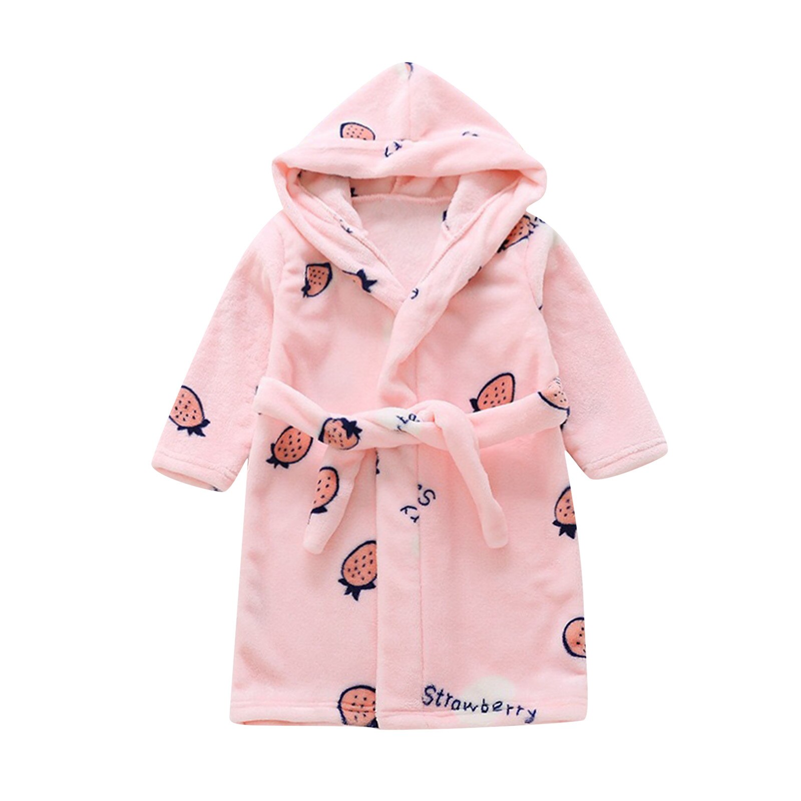 Kleinkind Nachtwäsche Baby Jungen Mädchen Herbst Winter Cartoon Print Bademäntel Flanell Nacht-Robe Hoodie Öffnen Stich Kleidung: PK / 12-18 Months